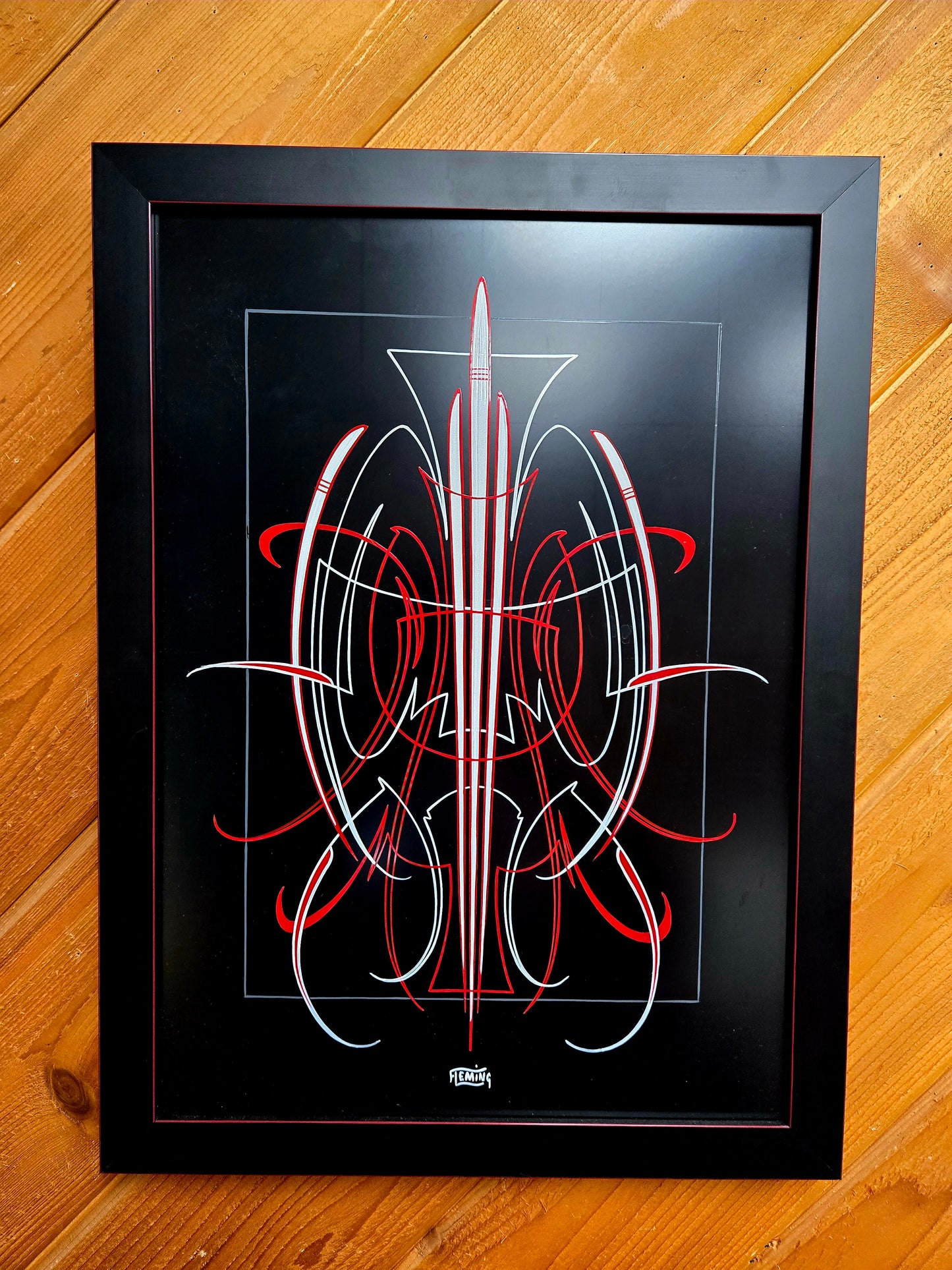 Red and White Pinstriped Panel
