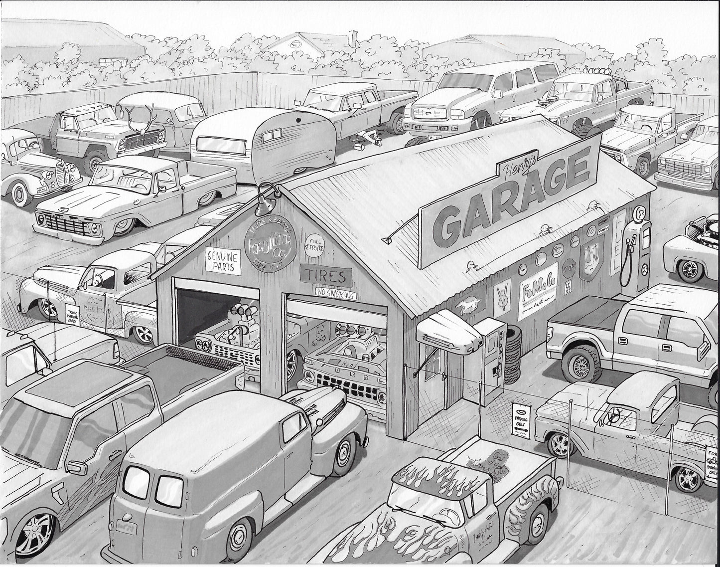 Henry's Garage (Signed Print)