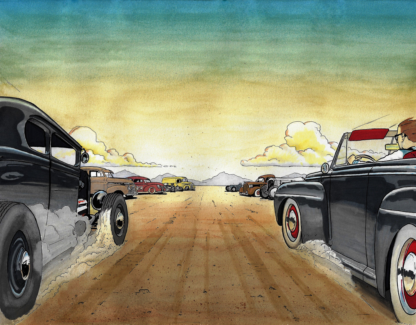 Dry Lake Drag (Signed Print)